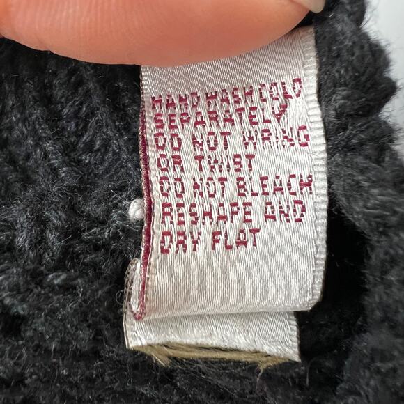 VINTAGE Karen Scott HandKnit SPICY HOT Black Long Sleeve Mock Pullover Sweater L - Picture 9 of 9